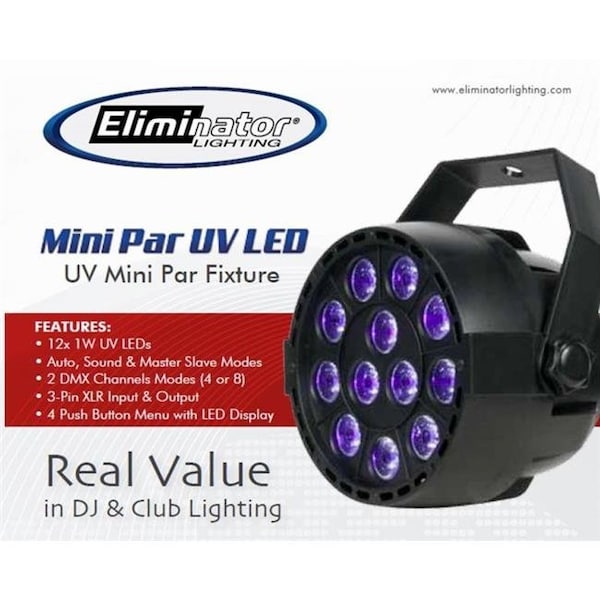 Eliminator Lighting Eliminator Lighting Mini Par UV LED 12-1W UV LED Light MINIPARUVLED - main